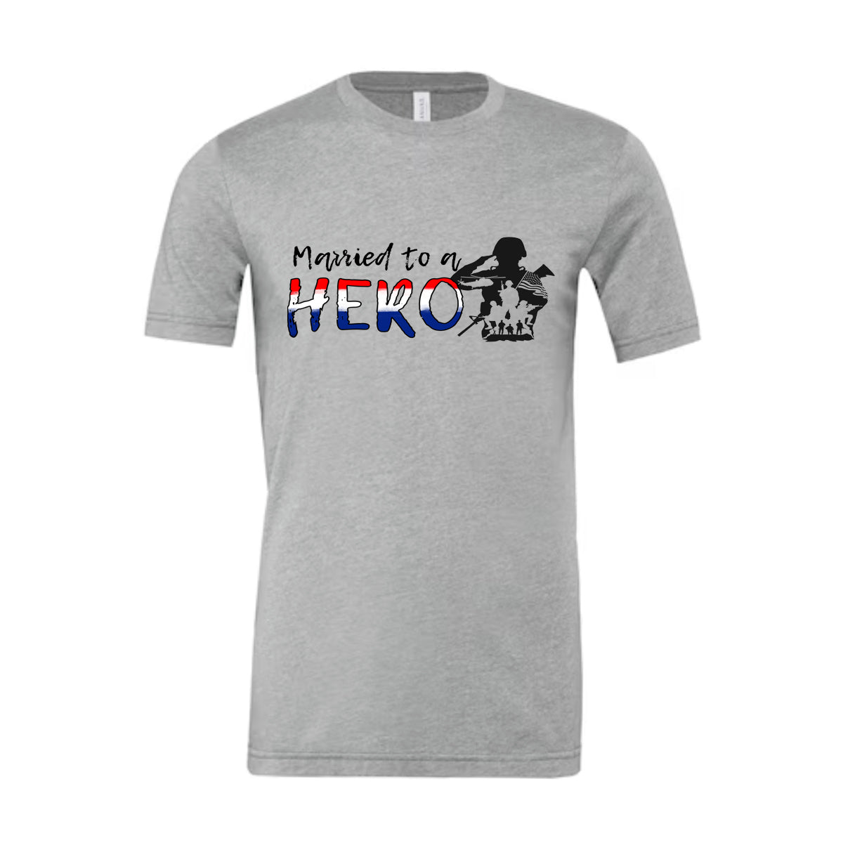 T-SHIRT "MARRIED TO A HERO" - HEATHERED GREY Heather CVC Colors