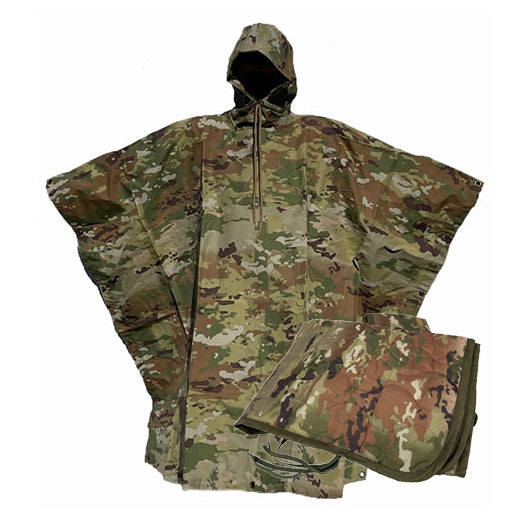 Multicam Poncho Liner w/o Zipper and Poncho w/Drawstring Combo