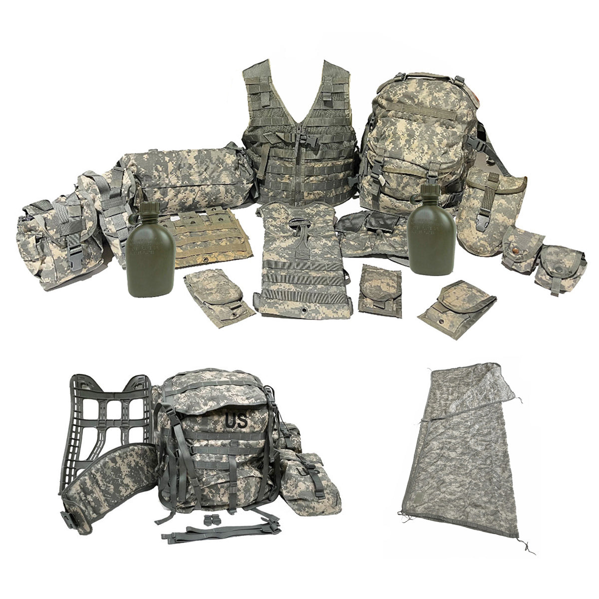VETERANS SPECIAL COMBO! 18 pc Rifleman Kit MOLLE System ACU Complete Set USGI