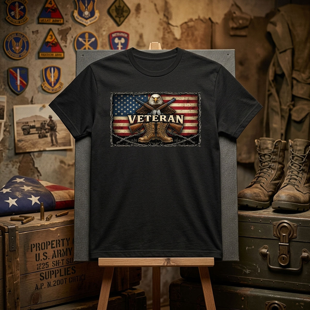 T-SHIRT "VETERAN EAGLE" - BLACK