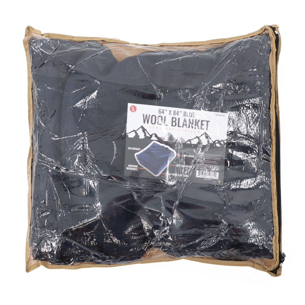 64" x 84" 4-lb. Warm Blanket with 80% Wool - Blue