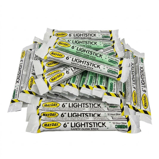 6" Mayday 12 Hour Light Sticks - Green - Bundle of 50 - See Note!