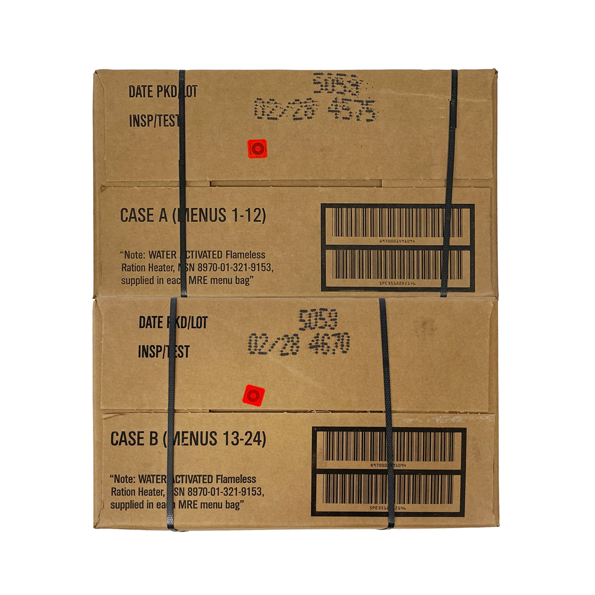 Genuine US Military MRES (Meals Ready-to-Eat) A&B CASES 2028