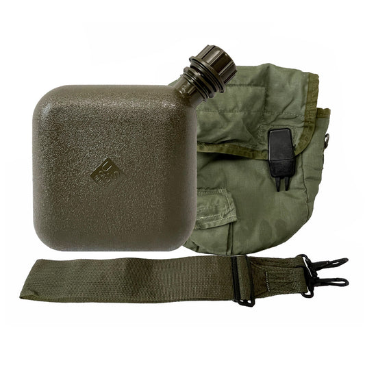 Official US Military New 2 QT Collapsible Canteen + Used Insulated Olive Drab Green Pouch 