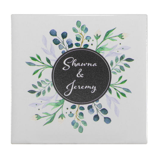 Personalized Images UV Printed on 4 Ceramic Tile Coasters with Metal Easel Stand - Ammo Can Man