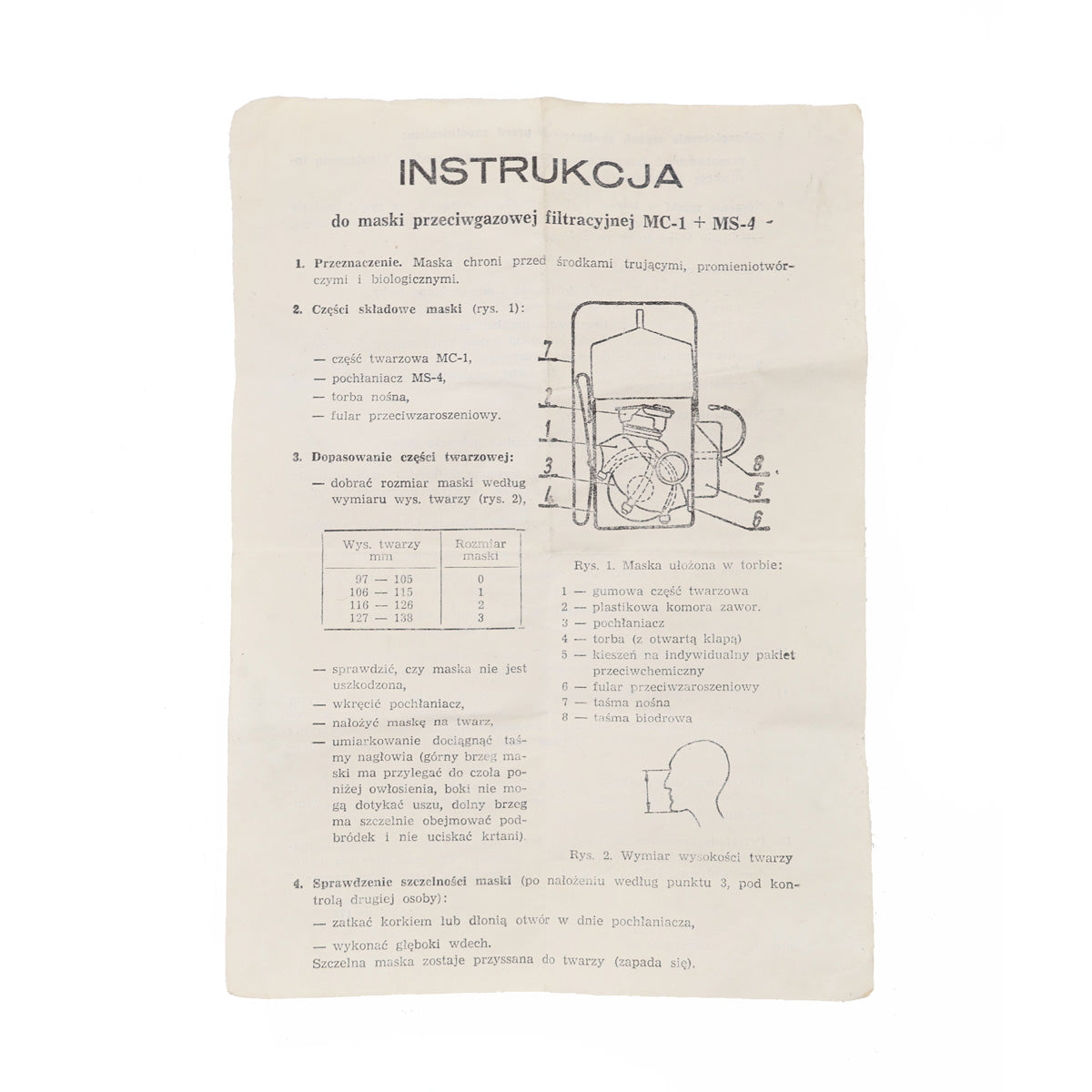 Polish MC-1 Gas Mask with Carry Bag & Filter