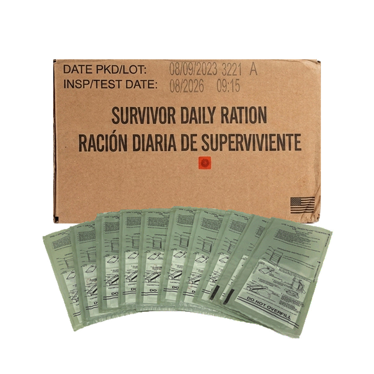 SDR MRE Meals Ready to Eat Survivor Daily Rations w/o Heaters or with 10 or 20 Heaters