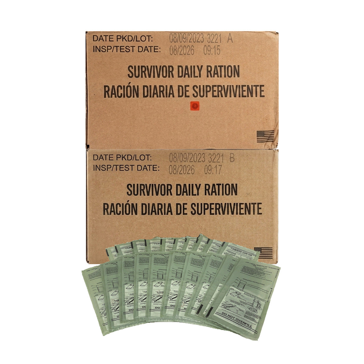 SDR MRE Meals Ready to Eat Survivor Daily Rations w/o Heaters or with 10 or 20 Heaters