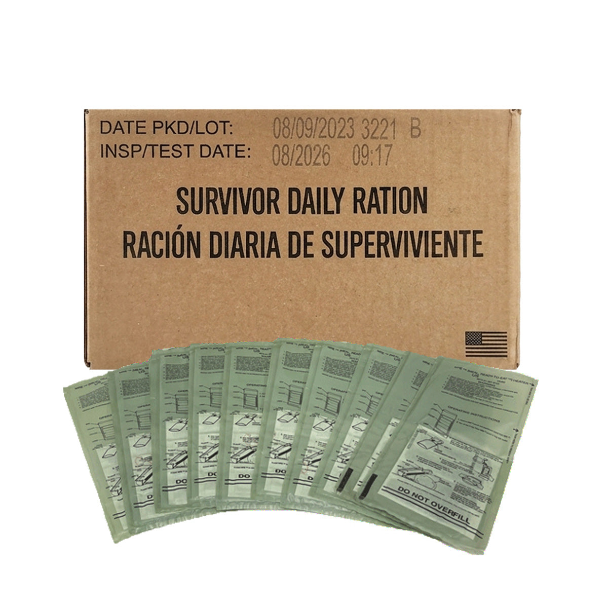 SDR MRE Meals Ready to Eat Survivor Daily Rations w/o Heaters or with 10 or 20 Heaters