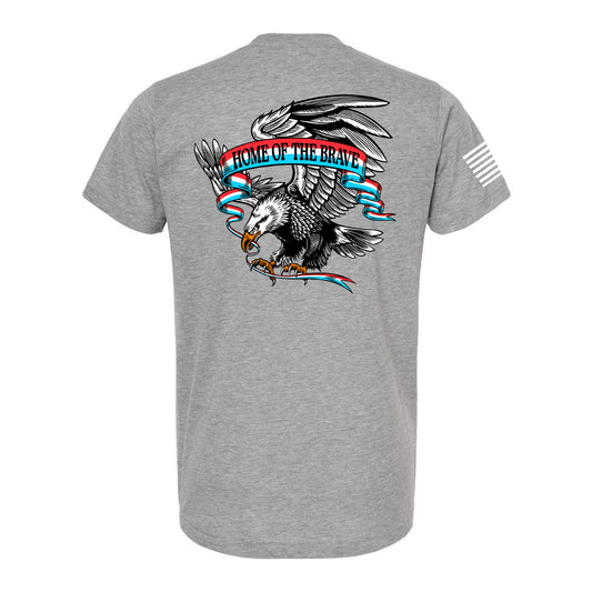 T-SHIRT "HOME OF THE BRAVE" - HEATHERED GREY Poly-Rich T-Shirt 