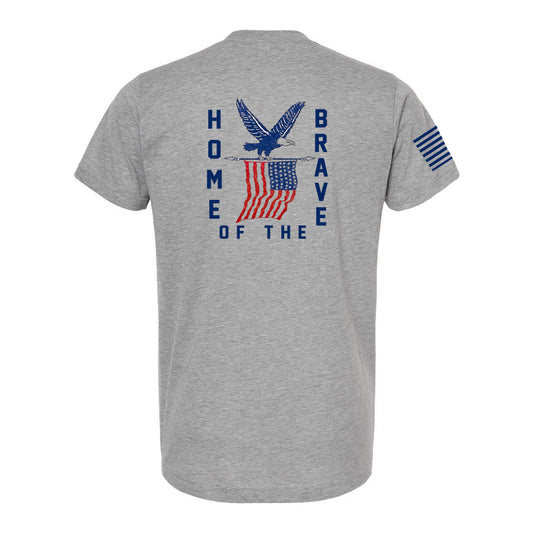 T-SHIRT "HOME OF THE BRAVE" - HEATHERED GREY Poly-Rich T-Shirt