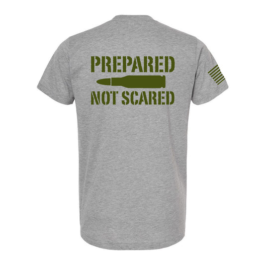 T-SHIRT "PREPARED NOT SCARED" - HEATHERED GREY Poly-Rich T-Shirt