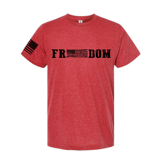 T-SHIRT "FREEDOM FLAG" - HEATHERED RED